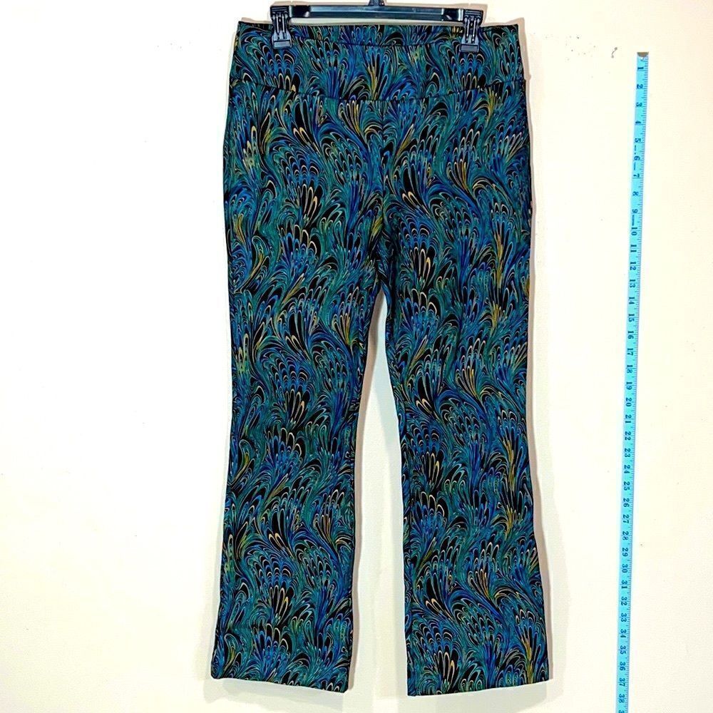Stretchy Peacock Design Pants By Soft Surroundings. Size Petite Medium.